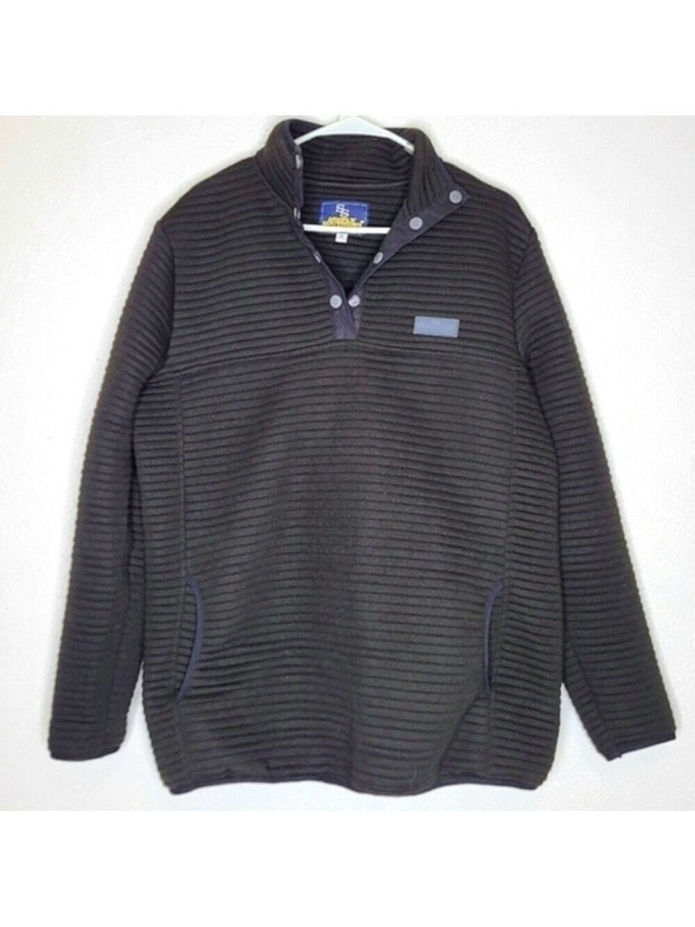 Simply Southern Black Ribbed Pullover 1/4 Button Up Women's Size XLarge